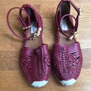 Valentino Grained Red Leather Huarache